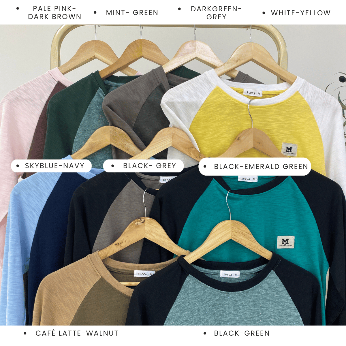 ZUCCA JAMIE TOP KASUAL LENGAN PANJANG RAGLAN-MA096