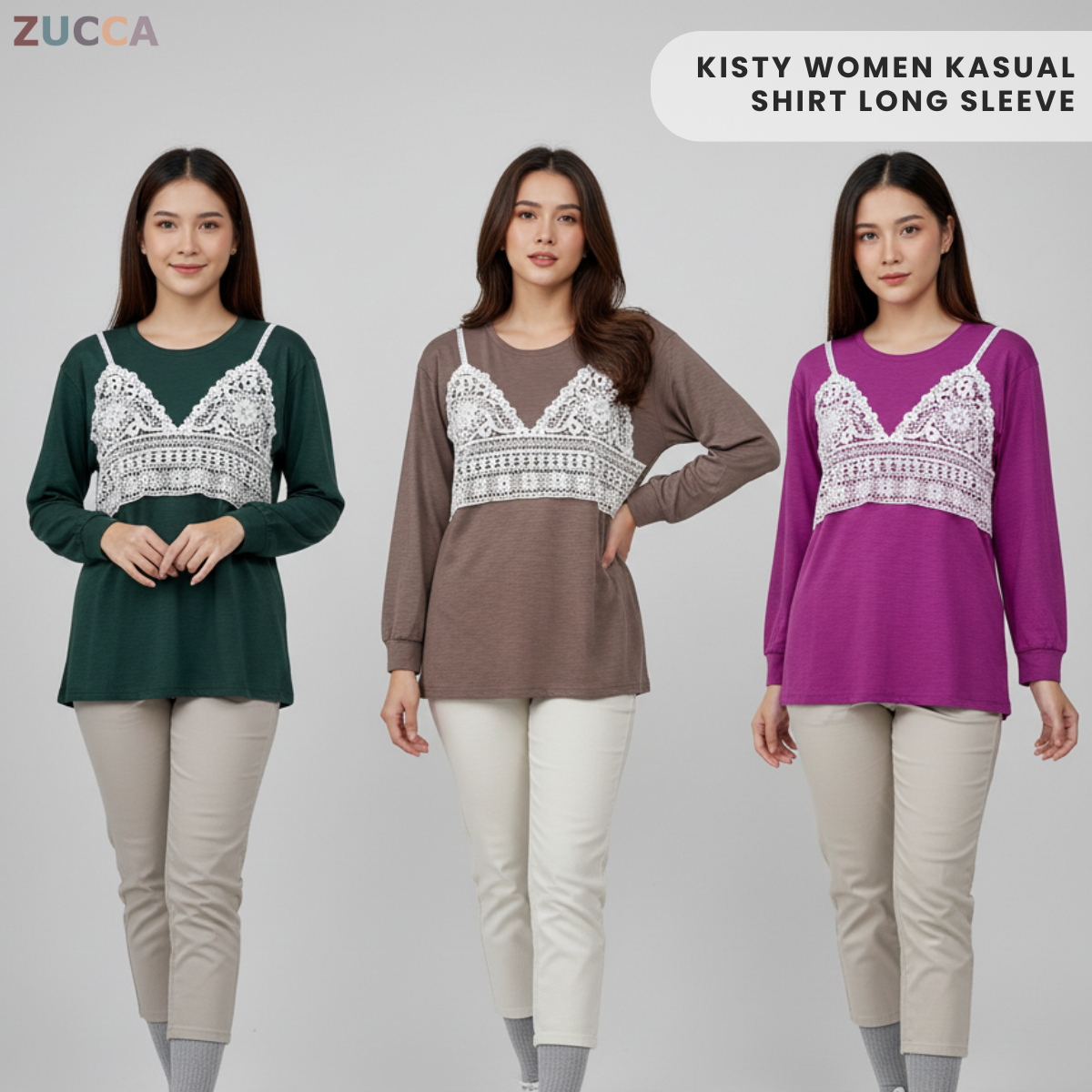 ZUCCA KISTY T-SHIRT PEREMPUAN KASUAL LONG SLEEVE - MA111