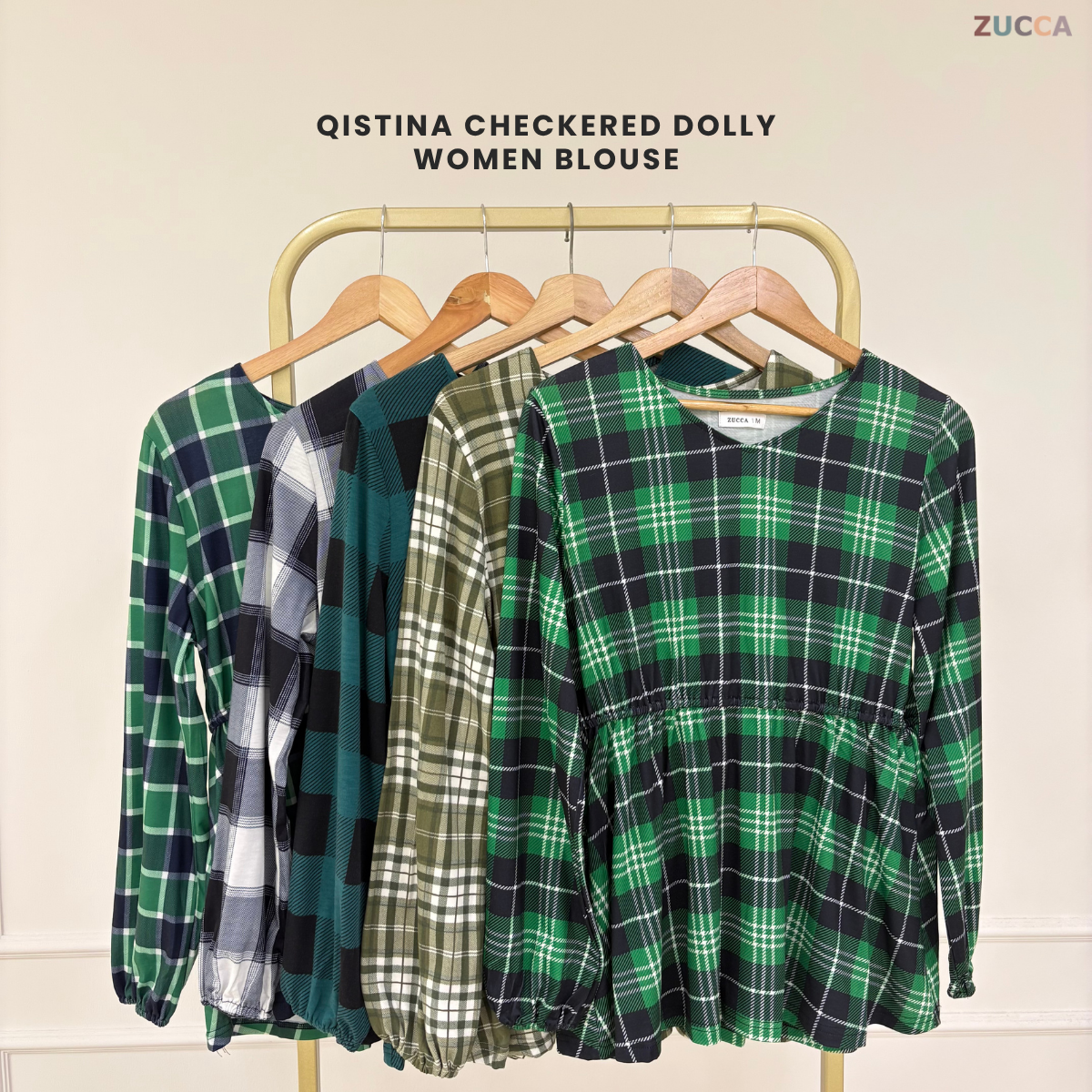 ZUCCA QISTINA CHECKERED WANITA BLOUSE- MA113
