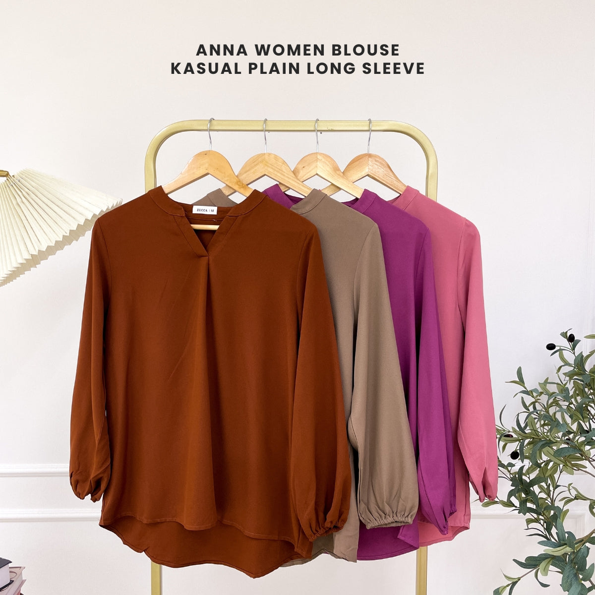 ZUCCA ANNA BLOUSE KASUAL PEREMPUAN PLAIN LONG SLEEVE - MA117