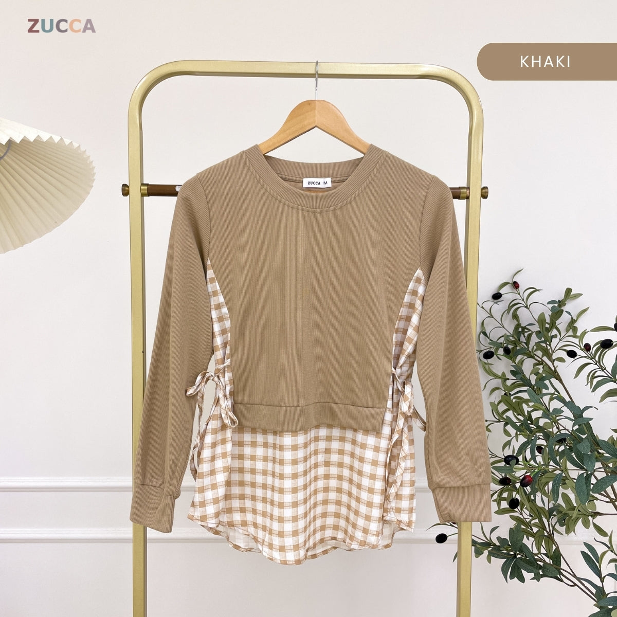 ZUCCA UQASHA GINGHAM TUNIC BLOUSE LONG SLEEVE - MA128