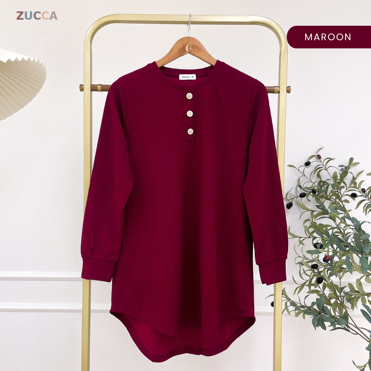 ZUCCA RIZQIN KASUAL MUSLIMAH PLAIN LONG BLOUSE - MA139