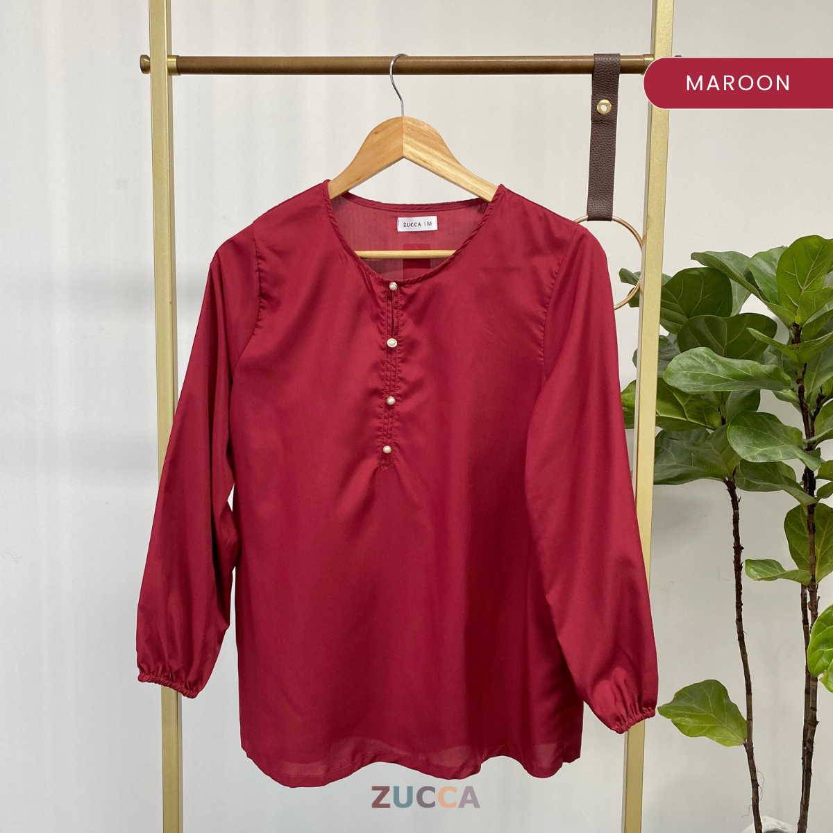 ZUCCA SURAYA PEARL BUTTON SATIN BLOUSE - MA051