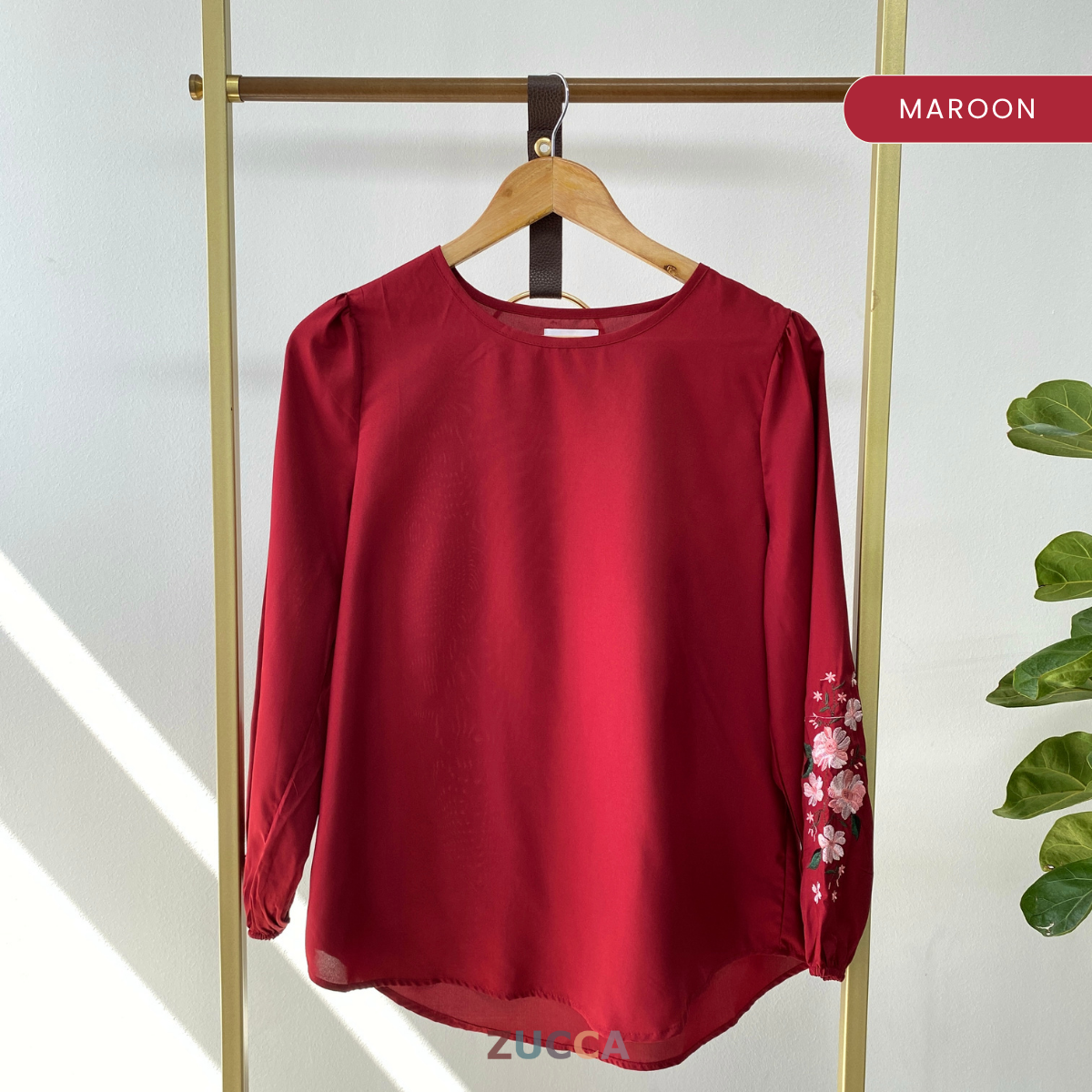 ZUCCA LILIA FLORAL EMBROIDERY SLEEVE BLOUSE - MA064