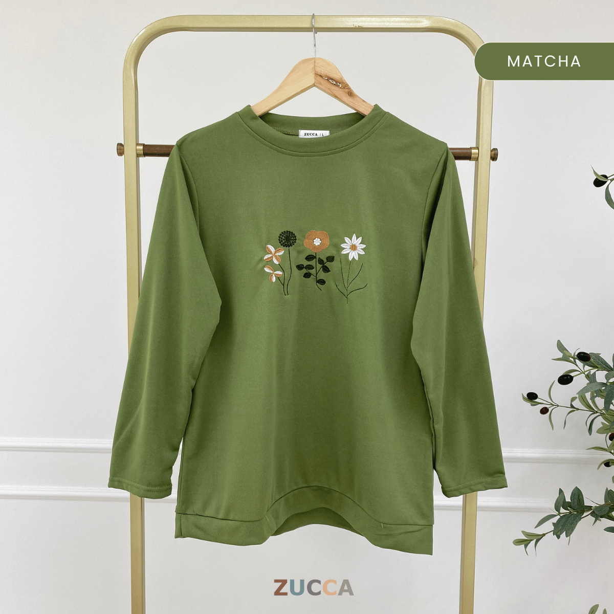 ZUCCA MAXINE BLAUS KASUAL WANITA DENGAN SULAMAN BUNGA - DM274