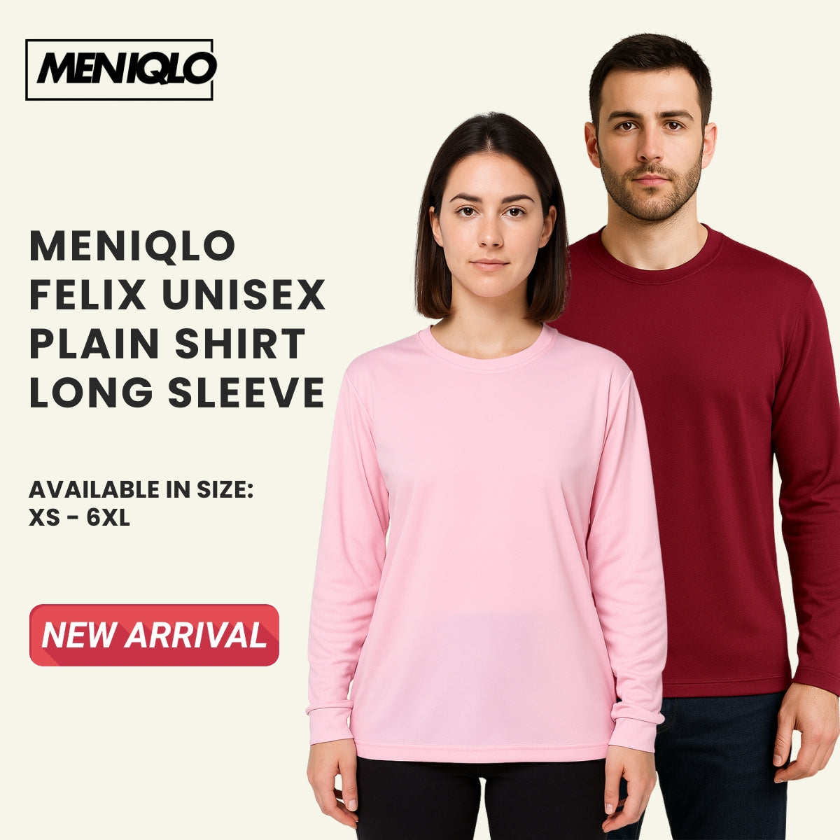 MENIQLO FELIX PLAIN UNISEX SHIRT LENGAN PANJANG XS-6XL- MC1022