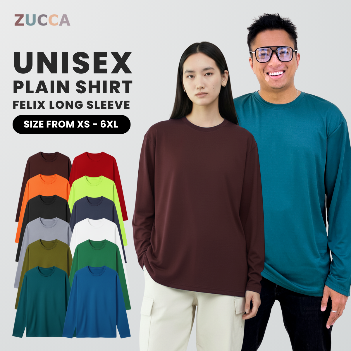 MENIQLO FELIX PLAIN UNISEX SHIRT LENGAN PANJANG XS-6XL- MC1022