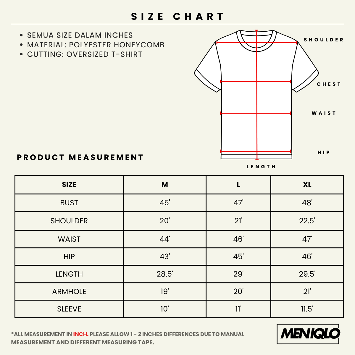 MENIQLO VINCENT OVERSIZED T-SHIRT SHORT SLEEVE - MQ1003