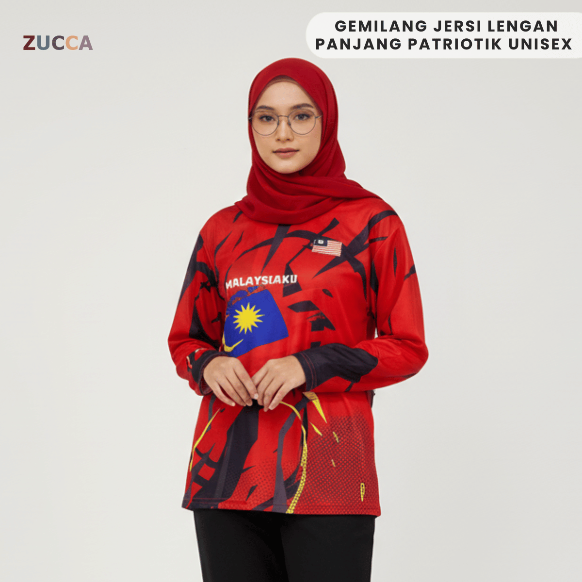 ZUCCA GEMILANG JERSI LENGAN PANJANG PATRIOTIK UNISEX-MS002 Microfiber