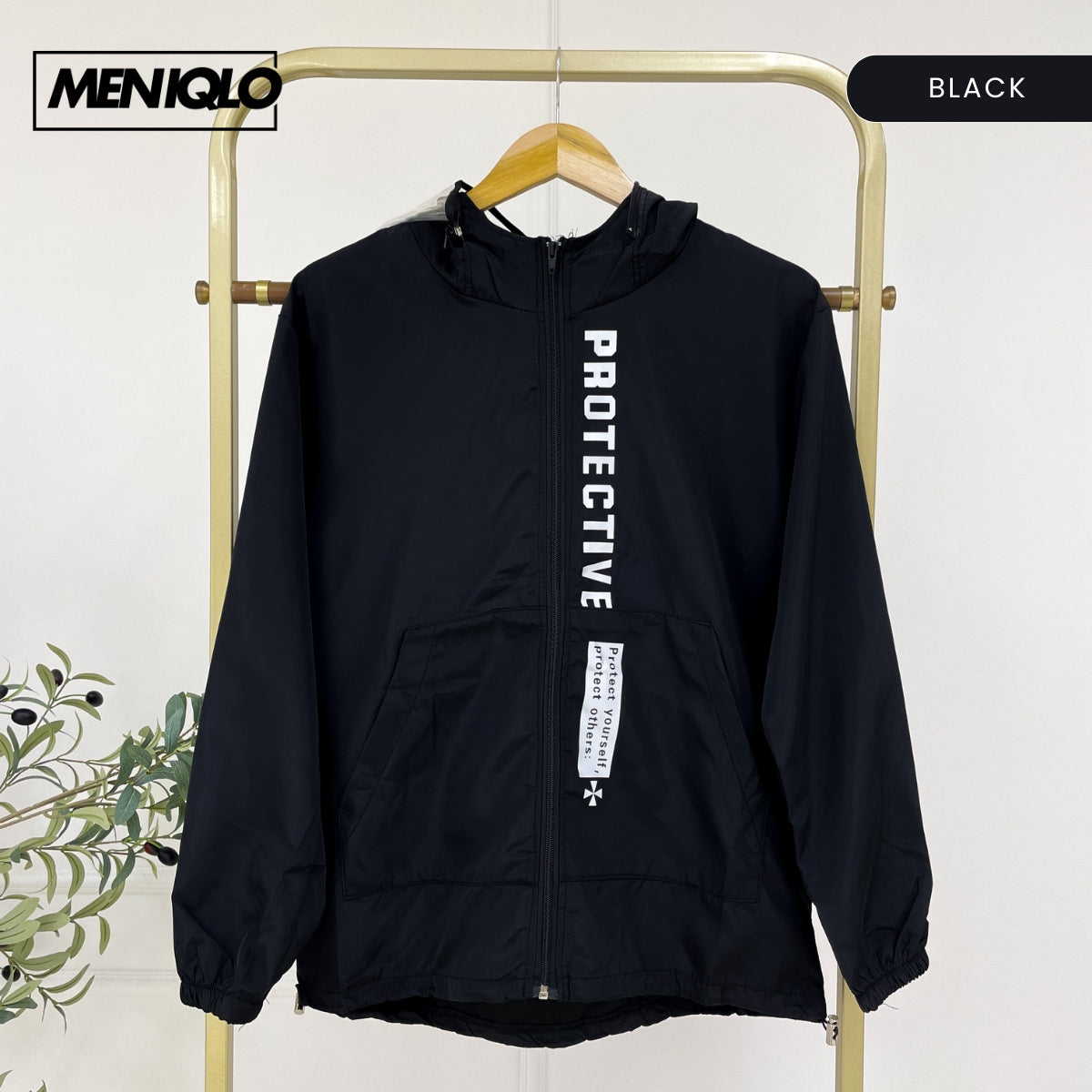 MENIQLO RAVEN HOODED WINDBREAKER BAJU LELAKI - MS005