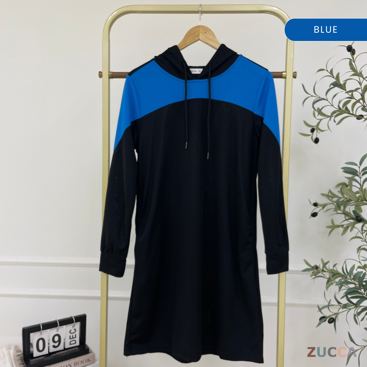 ZUCCA AVANI COLORBLOCK CASUAL WOMEN HOODED LONG DRESS - MS009