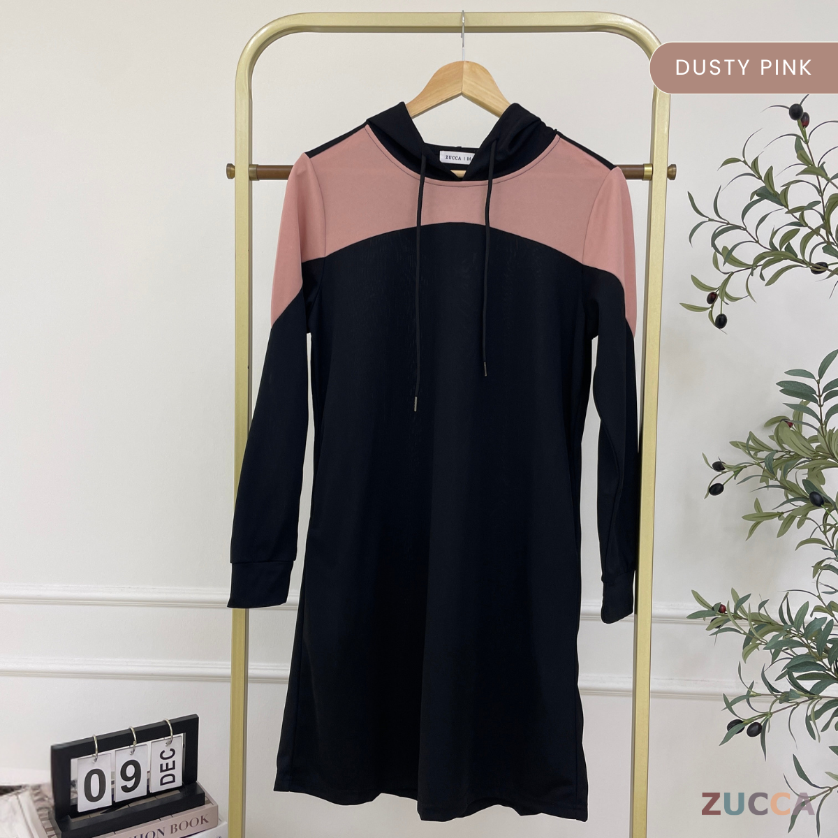 ZUCCA AVANI COLORBLOCK CASUAL WOMEN HOODED LONG DRESS - MS009