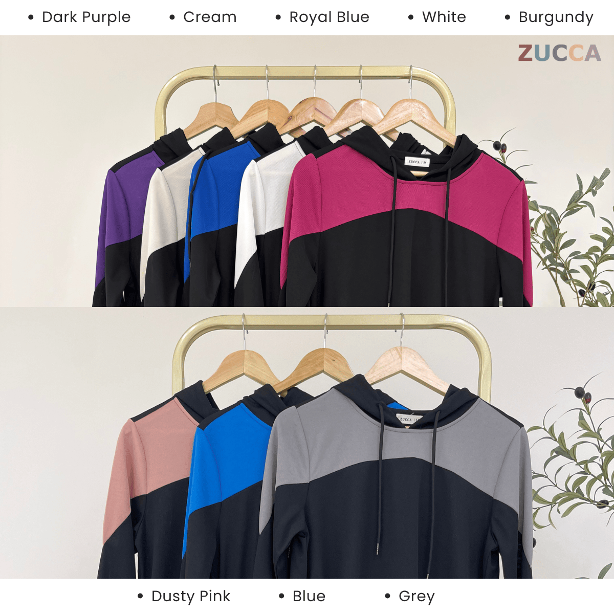 ZUCCA AVANI COLORBLOCK CASUAL WOMEN HOODED LONG DRESS - MS009