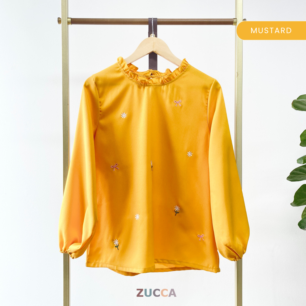 ZUCCA YUNIA SULAMAN BUNGA RUFFLED NECK BLOUSE WANITA - MA069