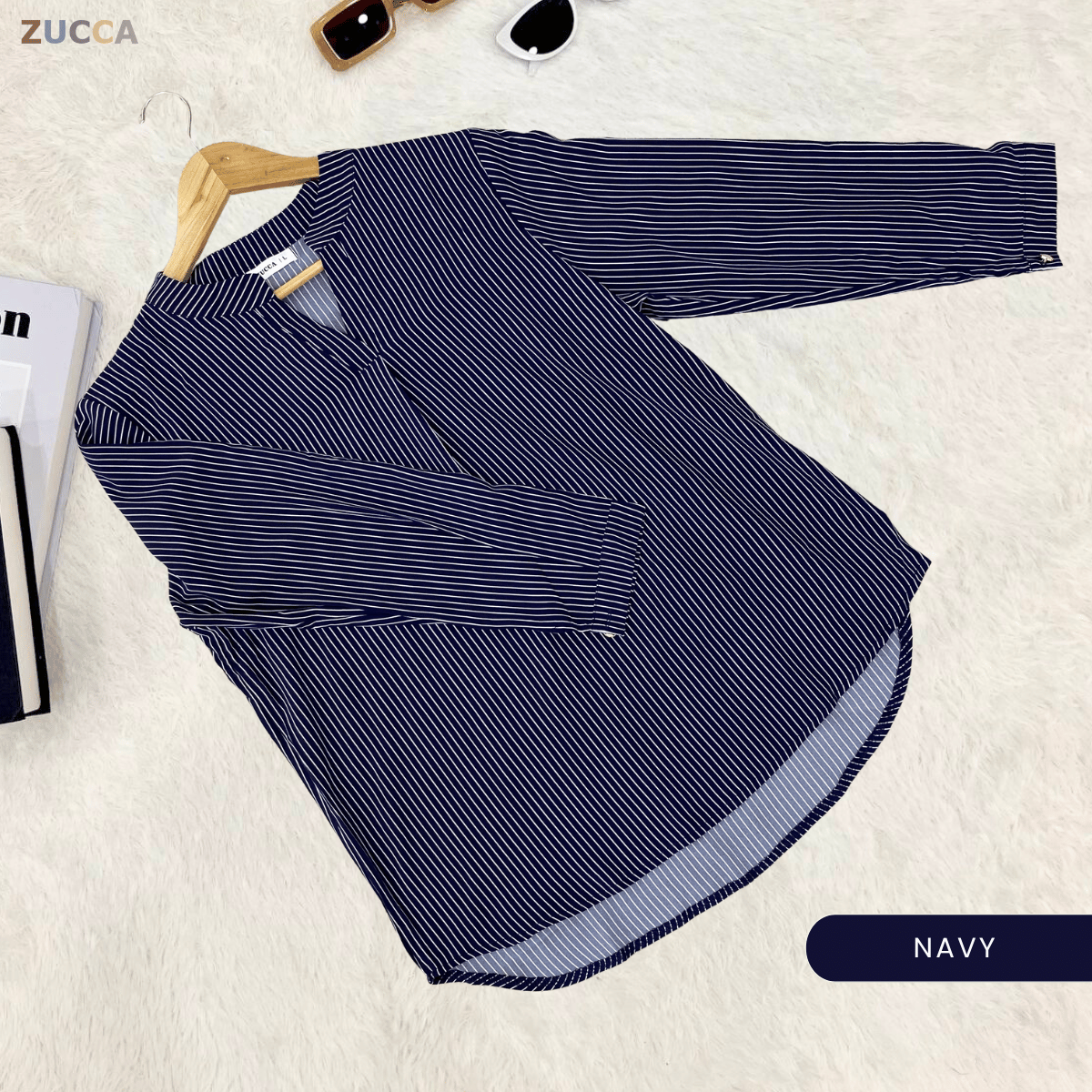 ZUCCA REINA COMFY PLAIN V-NECK BLOUSE - DM144