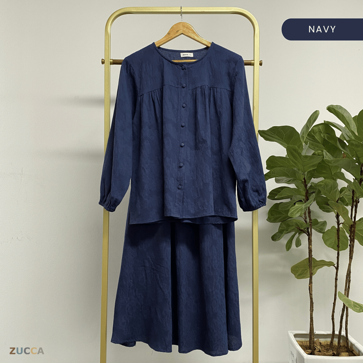 ZUCCA LENA SET BAJU BERBUTANG BERCORAK - DMSET004