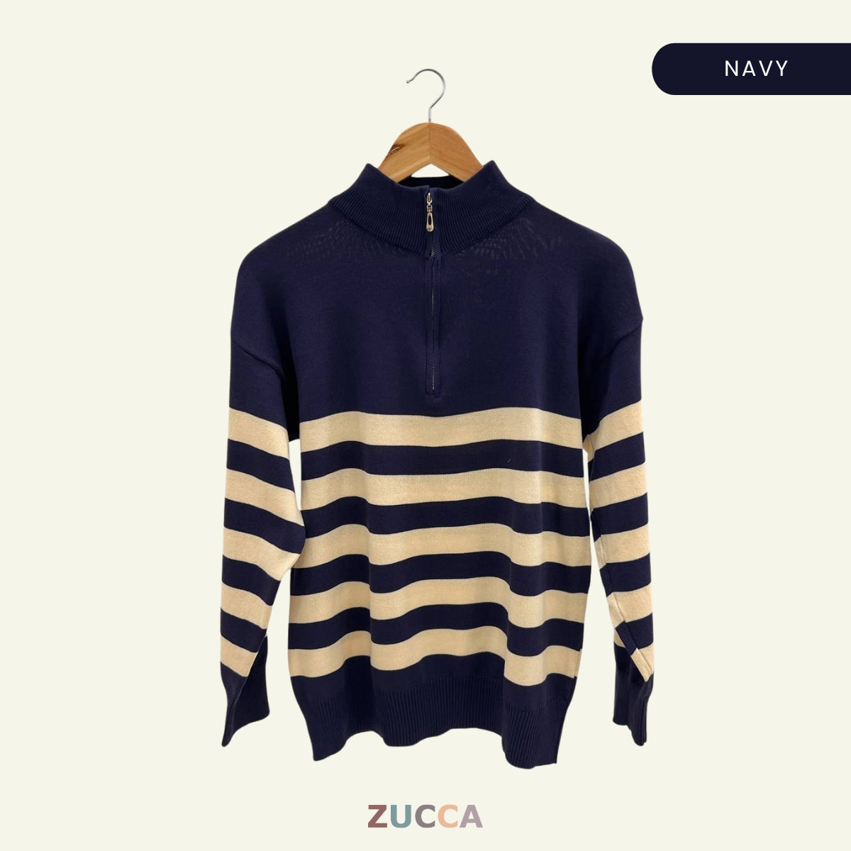 ZUCCA IVANA KEMEJA JALUR LEHER TINGGI BERZIP SEPARUH - DM115 NEW