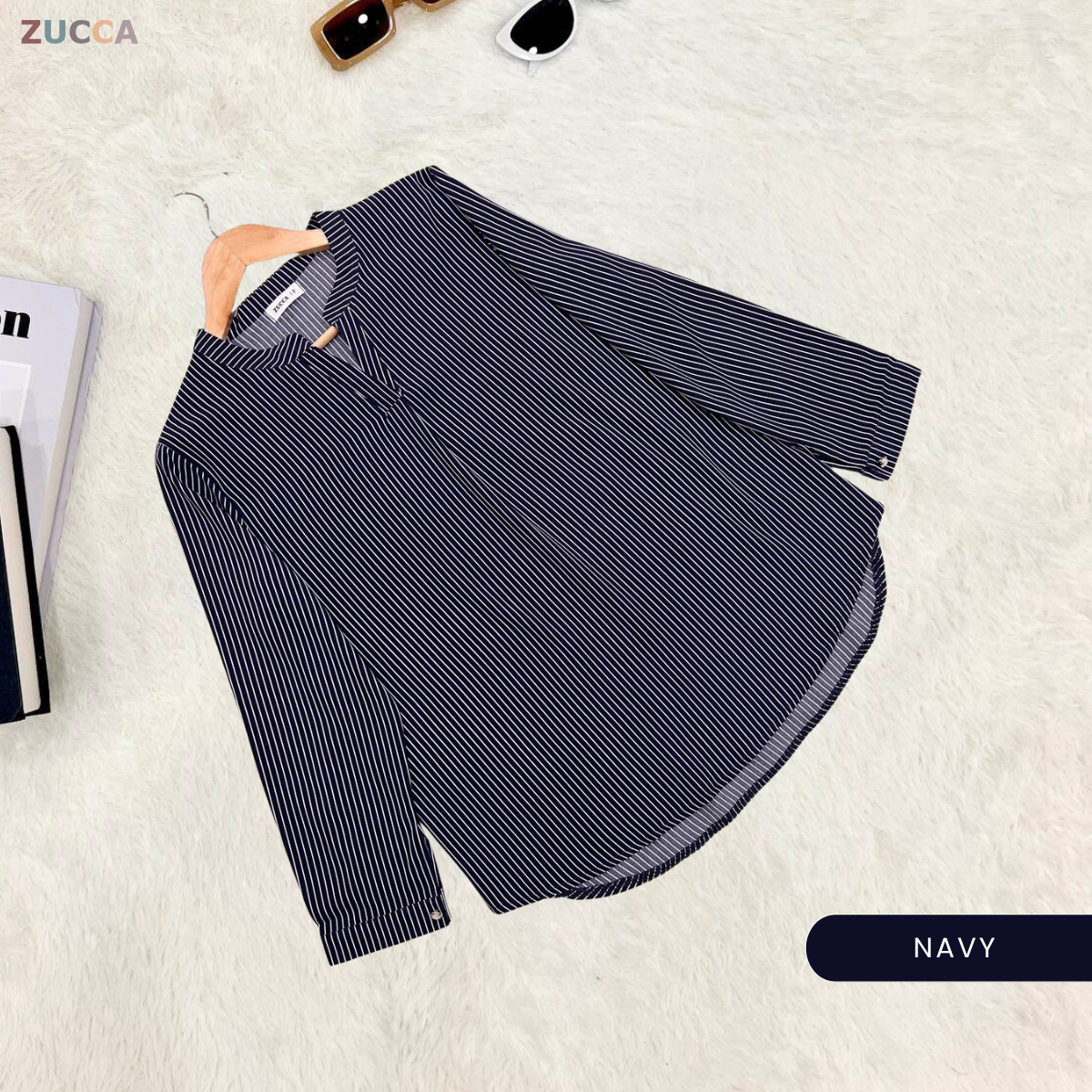 ZUCCA REINA COMFY PLAIN V-NECK BLOUSE - DM144