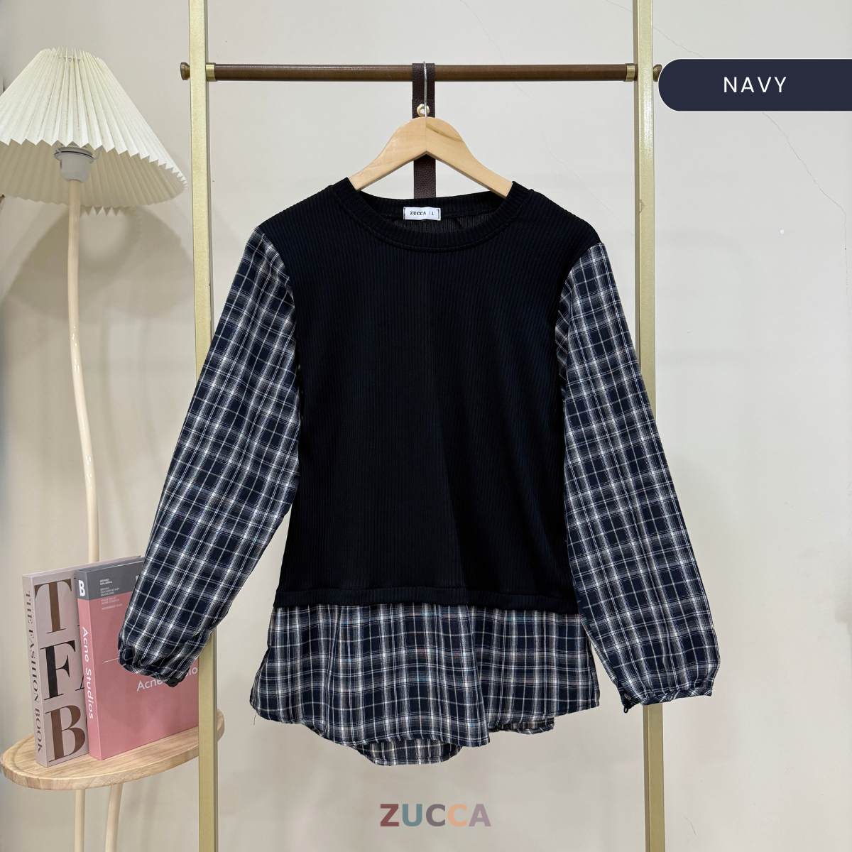 ZUCCA ALEENA BLOUSE PATCHWORK PLAID BERPETAK - DM254