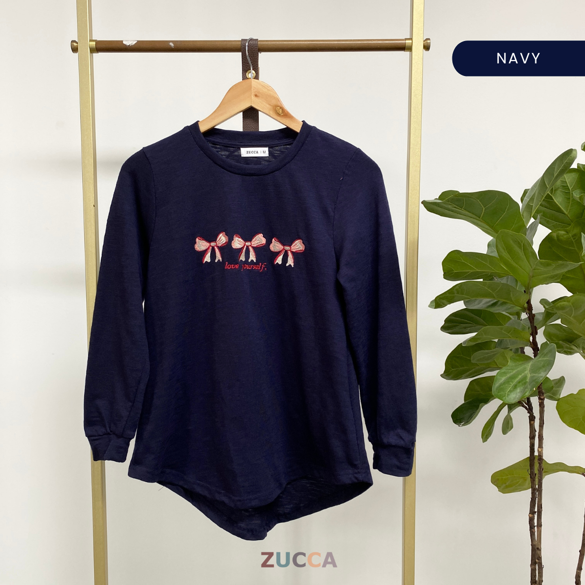 ZUCCA ATIQAH SOFT KNIT BOW EMBROIDERY SHIRT - MA028A