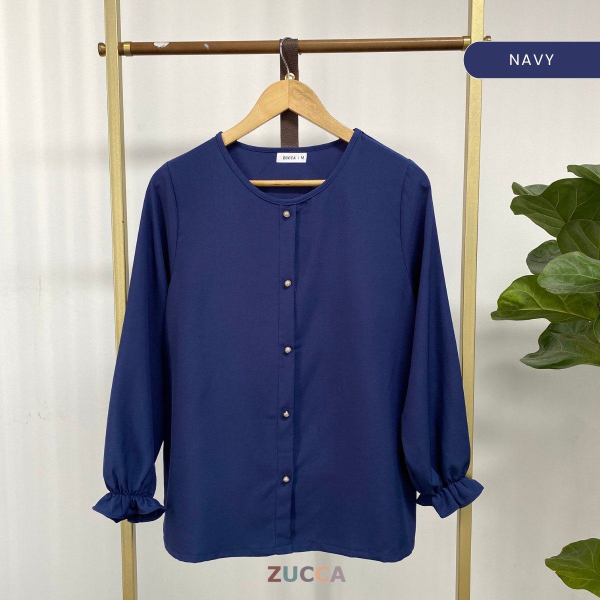 ZUCCA HAZIYA MINIMALIST PEARL BUTTON BLOUSE - MA038