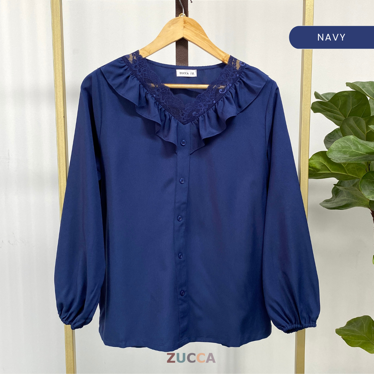 ZUCCA YUSRINA RUFFLE LACE BUTTON DETAIL BLOUSE - MA039