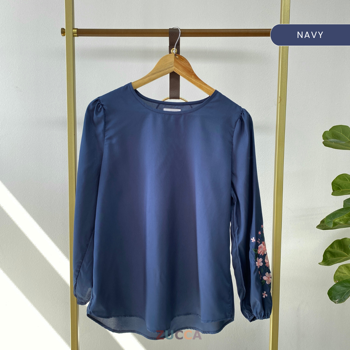 ZUCCA LILIA FLORAL EMBROIDERY SLEEVE BLOUSE - MA064