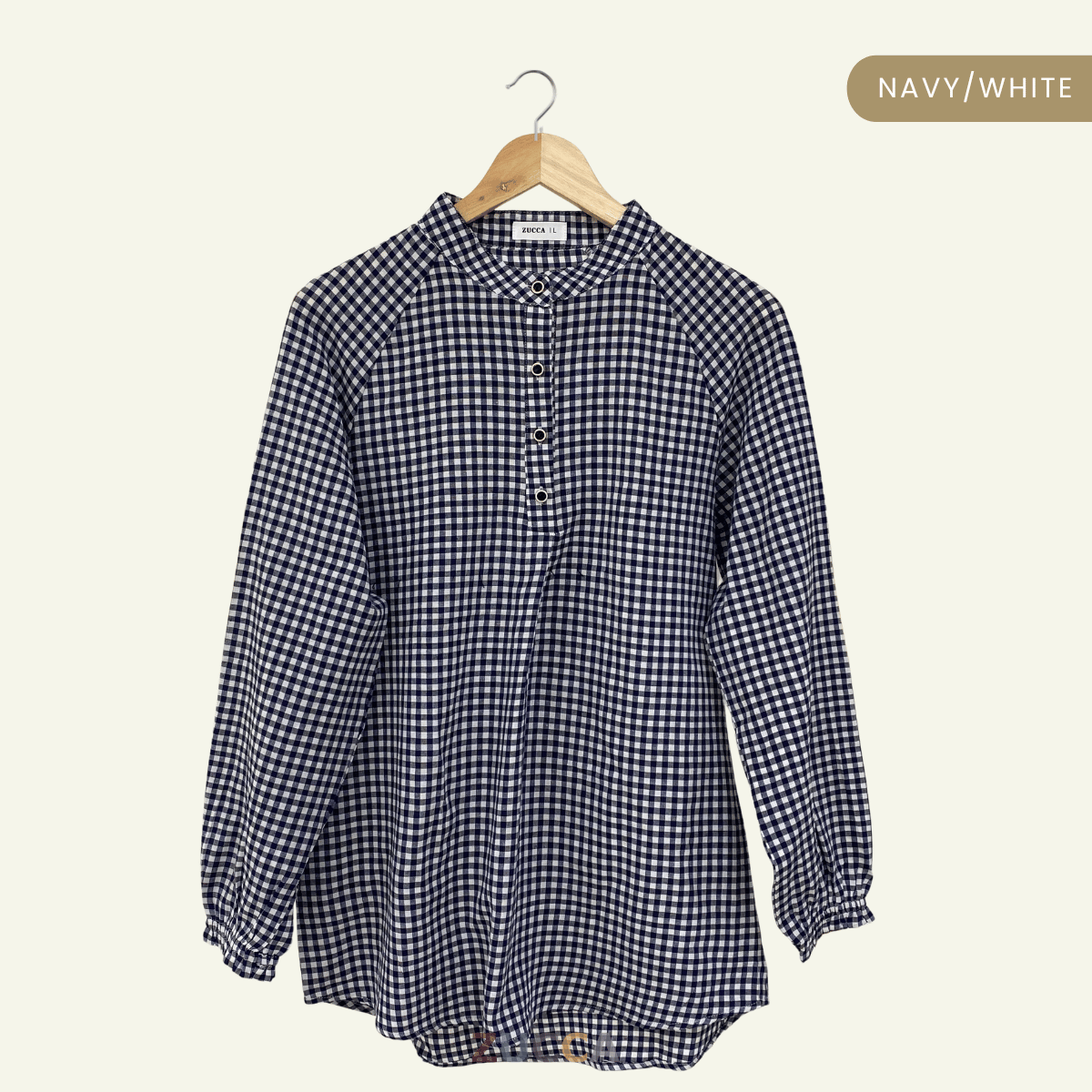 Lily Half Button Gingham Women Blouse - DM149