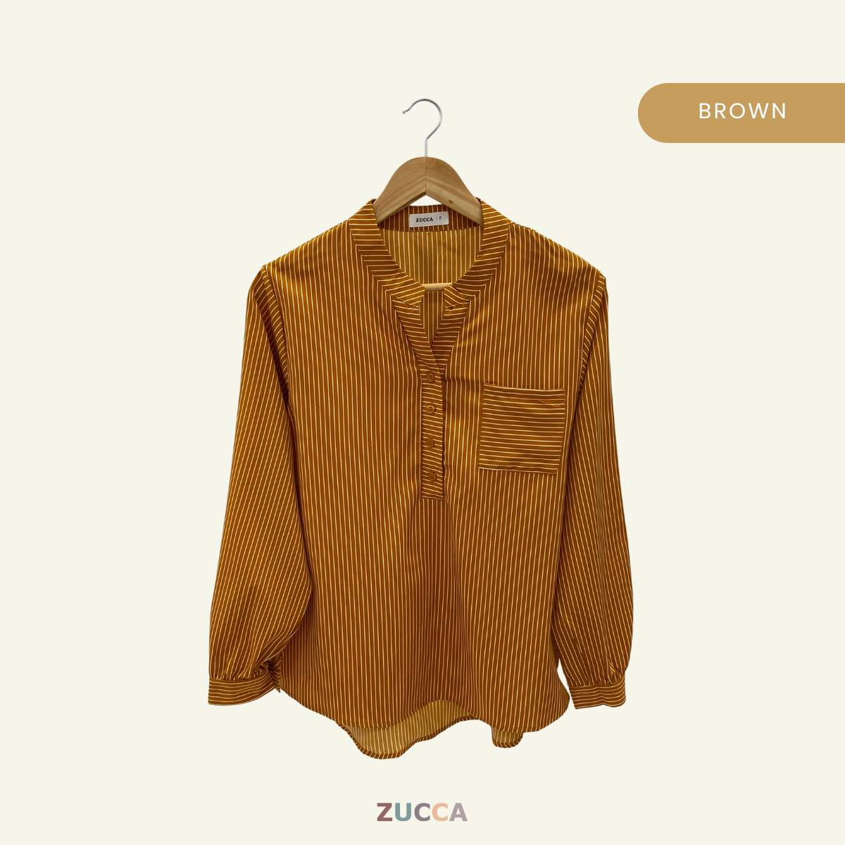 ZUCCA AKINI STRIPED V-NECK WOMEN BLOUSE - DM166 KOREAN STYLE