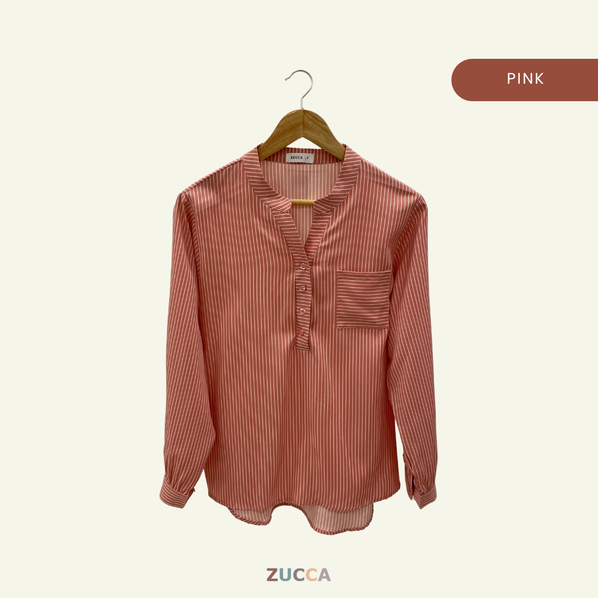 ZUCCA AKINI STRIPED V-NECK WOMEN BLOUSE - DM166 KOREAN STYLE