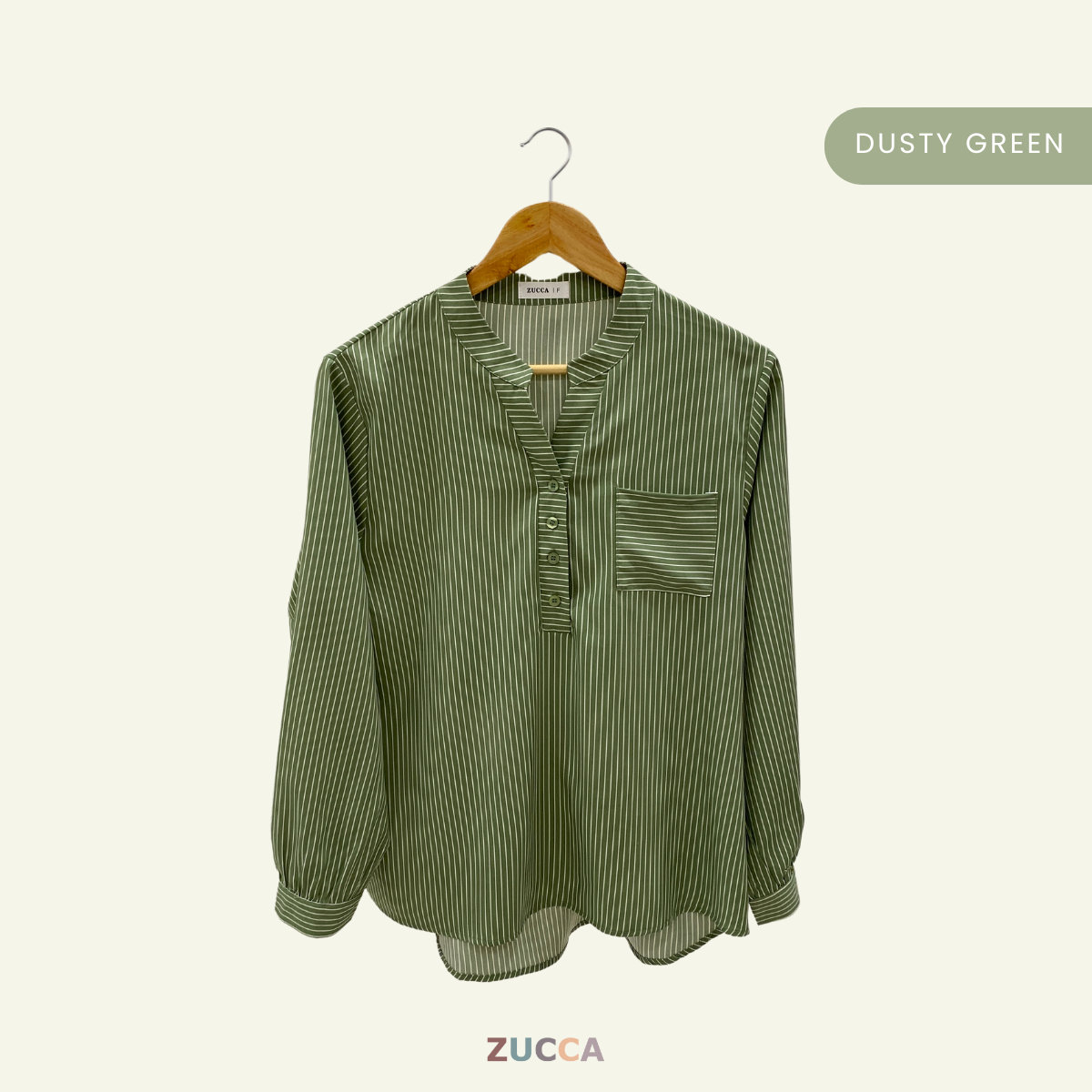 ZUCCA AKINI STRIPED V-NECK WOMEN BLOUSE - DM166 KOREAN STYLE