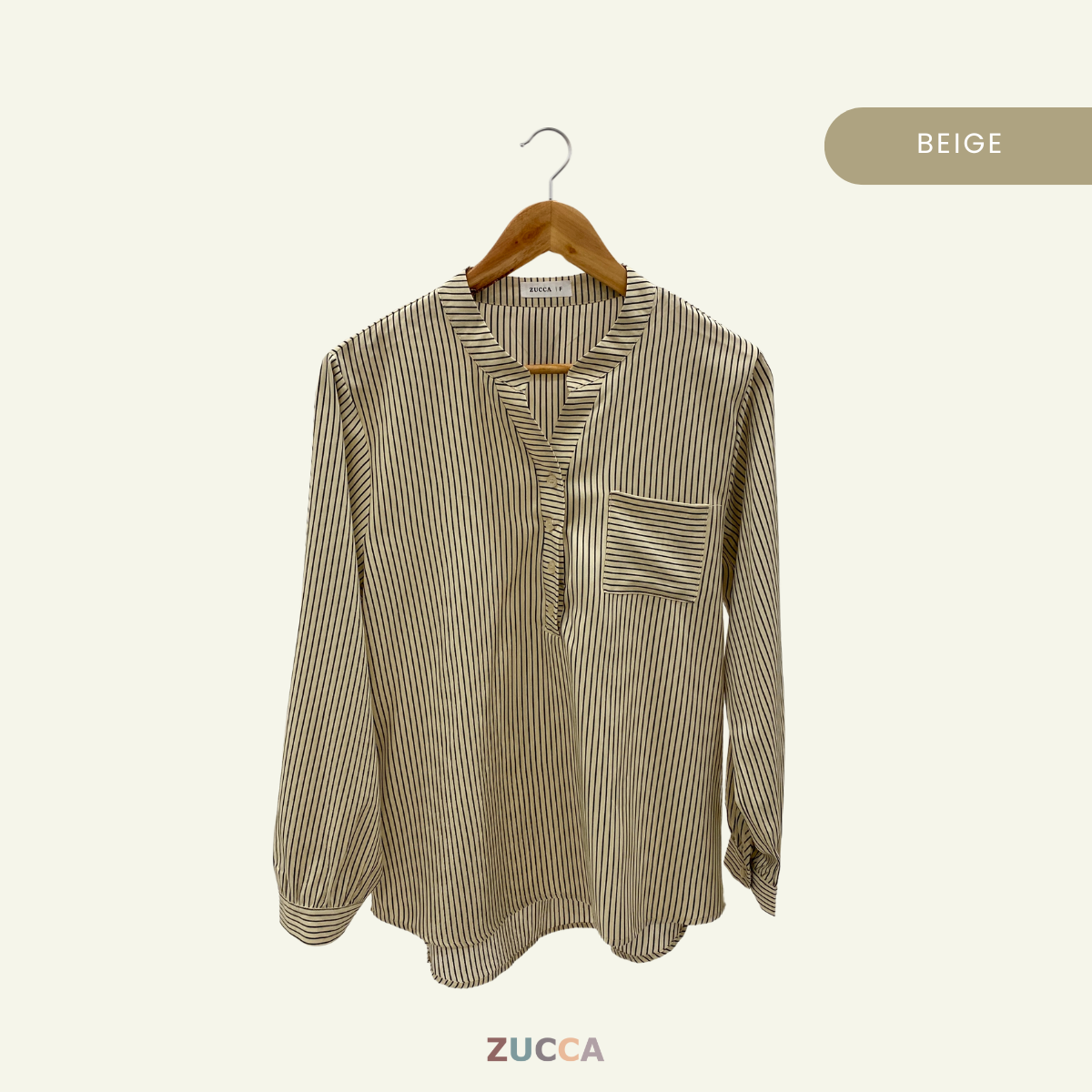 ZUCCA AKINI STRIPED V-NECK WOMEN BLOUSE - DM166 KOREAN STYLE
