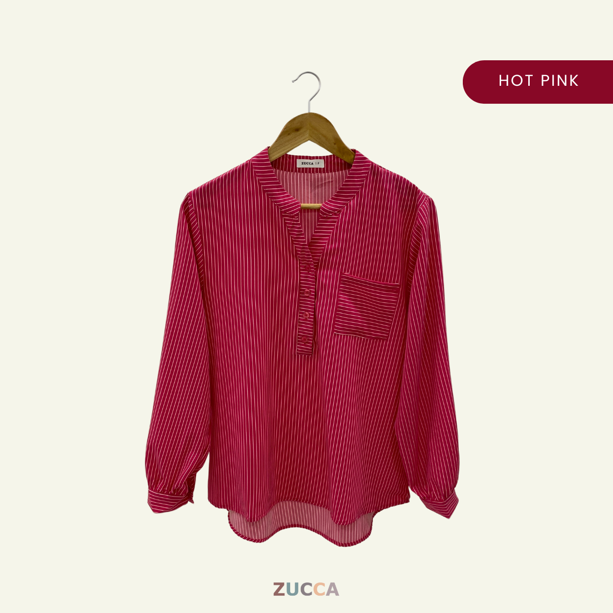 ZUCCA AKINI STRIPED V-NECK WOMEN BLOUSE - DM166 KOREAN STYLE