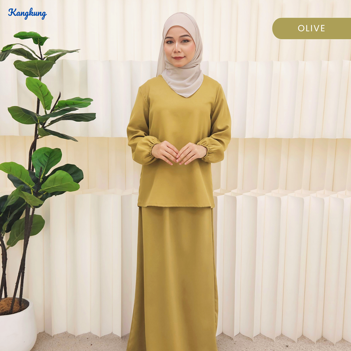 KANGKUNG IXORA SET MODEST DUA HELAI PLAIN – KK115