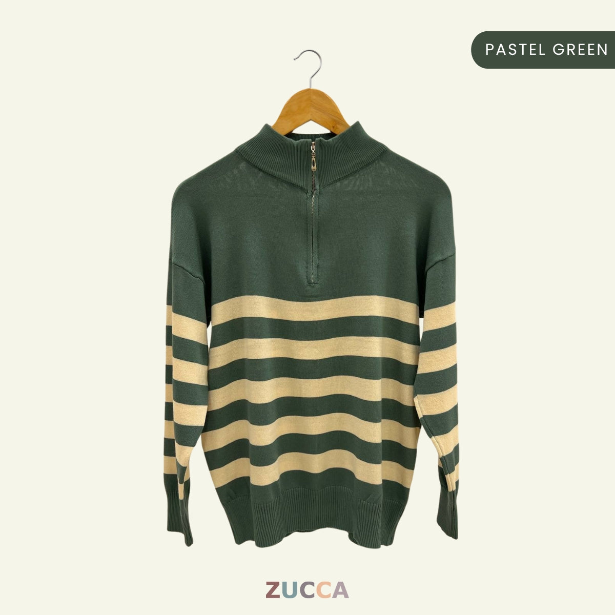 ZUCCA IVANA KEMEJA JALUR LEHER TINGGI BERZIP SEPARUH - DM115 NEW