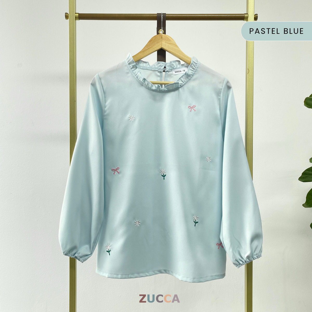 ZUCCA YUNIA SULAMAN BUNGA RUFFLED NECK BLOUSE WANITA - MA069