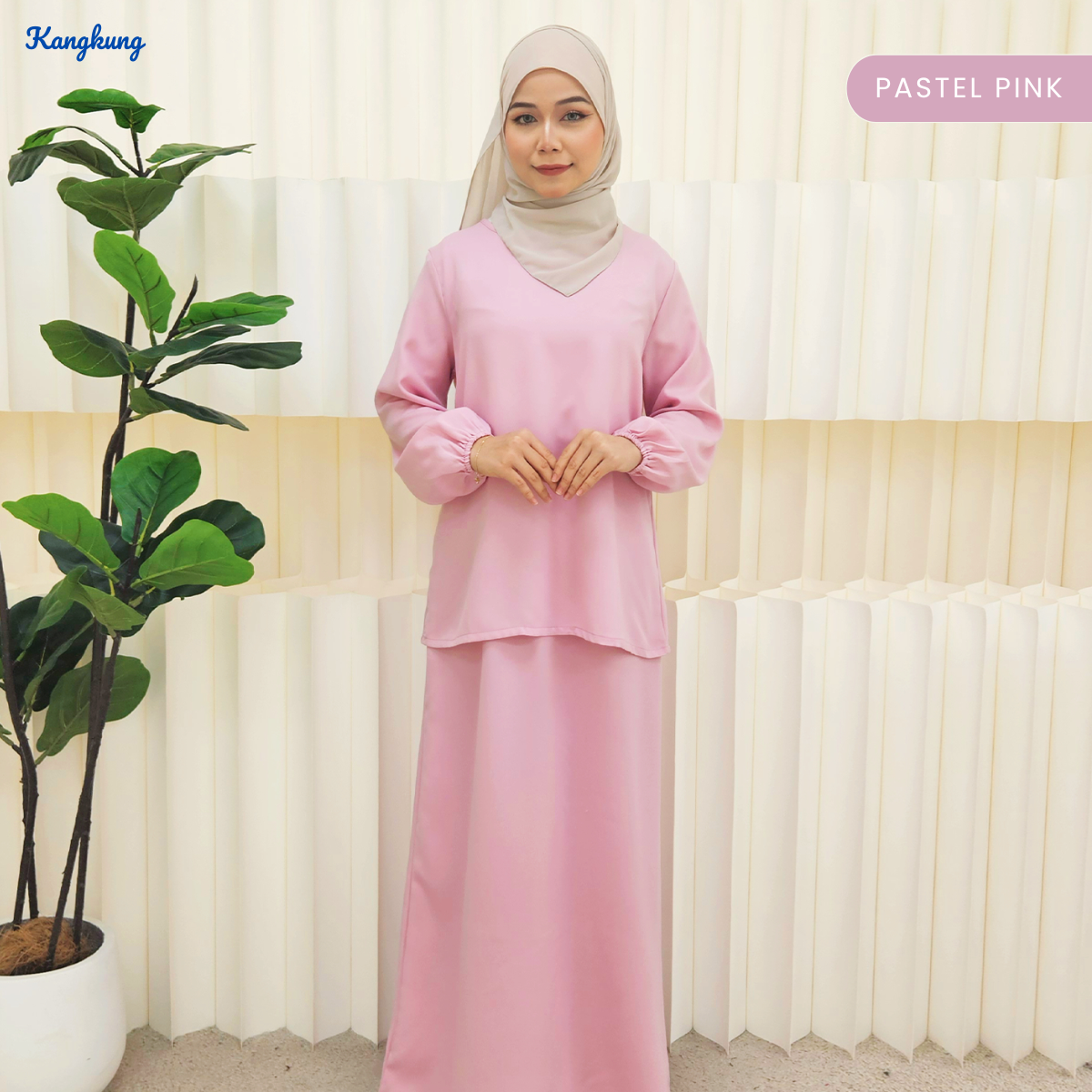 KANGKUNG IXORA SET MODEST DUA HELAI PLAIN – KK115