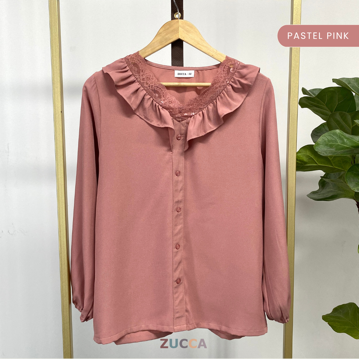 ZUCCA YUSRINA RUFFLE LACE BUTTON DETAIL BLOUSE - MA039