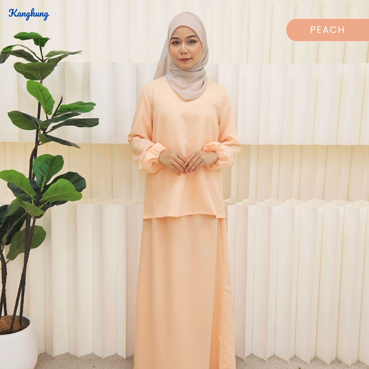 KANGKUNG IXORA SET MODEST DUA HELAI PLAIN – KK115