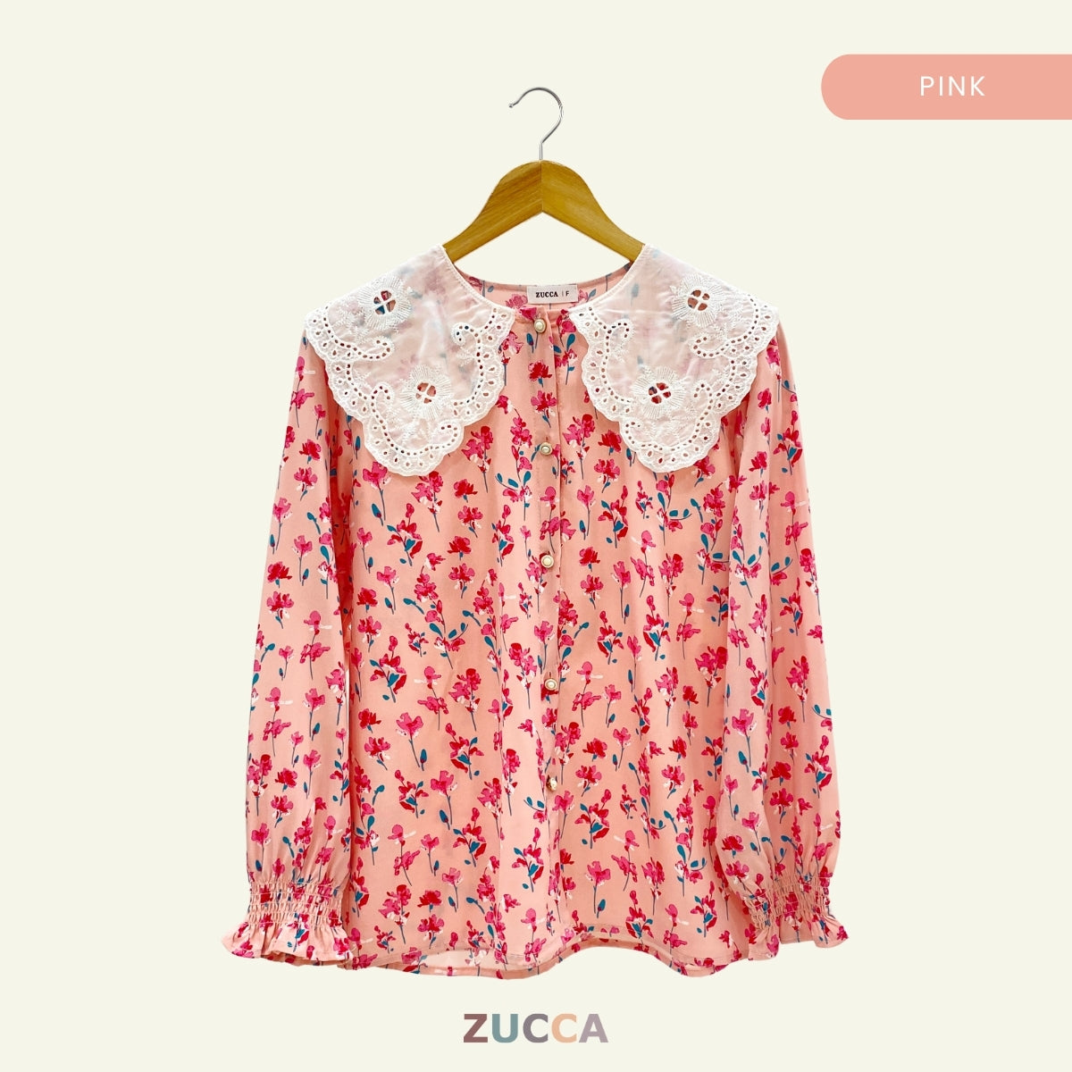 ZUCCA NANA KEMEJA WANITA FLORAL BERKOLAR PETERPAN - DM099 GAYA KOREA