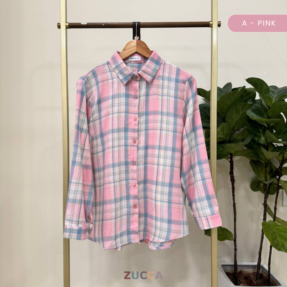 ZUCCA SARAYA FULL BUTTON CHECKERED BLOUSE - DM255