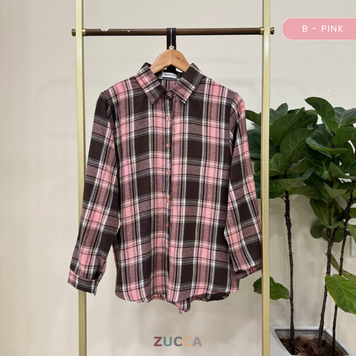 ZUCCA SARAYA FULL BUTTON CHECKERED BLOUSE - DM255