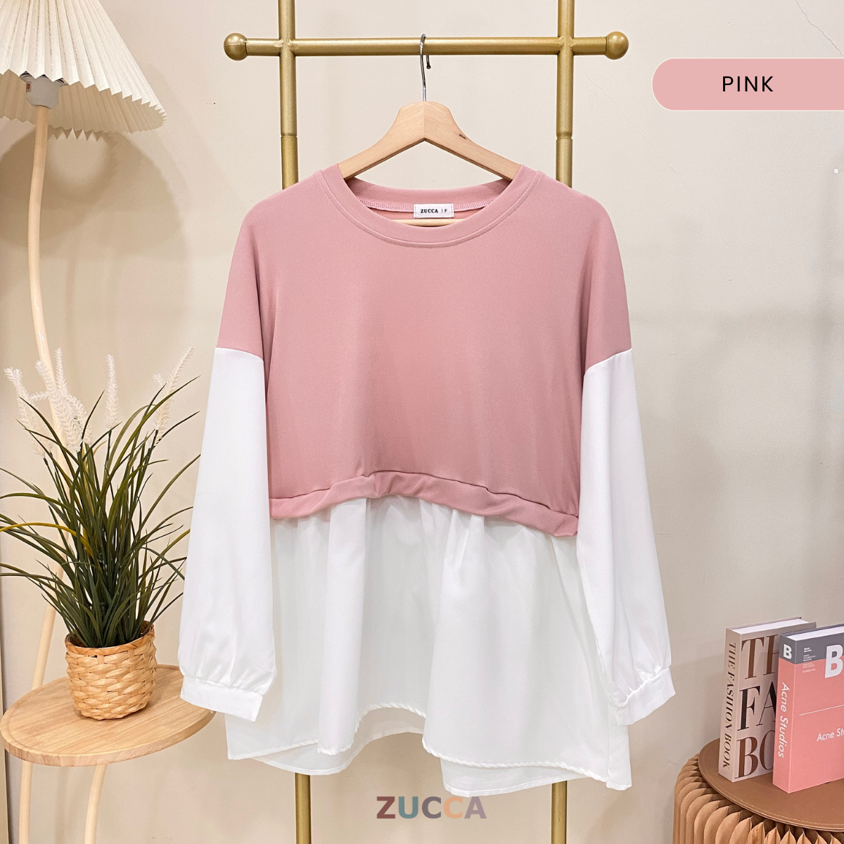 ZUCCA SISSY TWO TONE TUNIC WOMEN BLOUSE - DM062