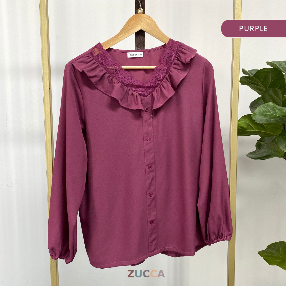 ZUCCA YUSRINA RUFFLE LACE BUTTON DETAIL BLOUSE - MA039