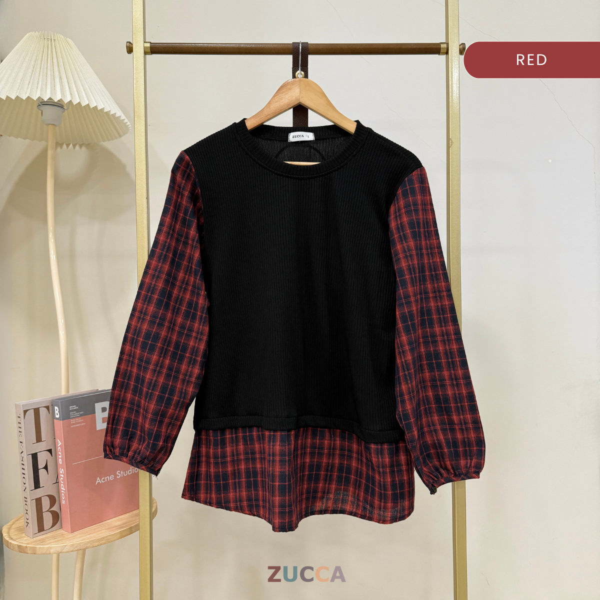 ZUCCA ALEENA BLOUSE PATCHWORK PLAID BERPETAK - DM254