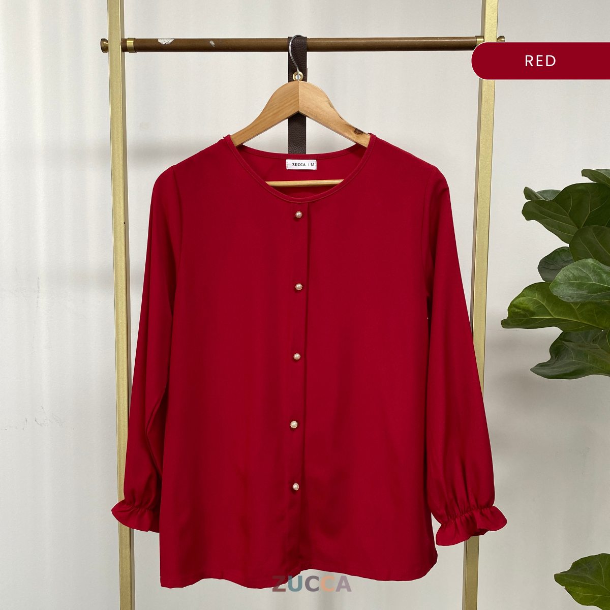 ZUCCA HAZIYA MINIMALIST PEARL BUTTON BLOUSE - MA038