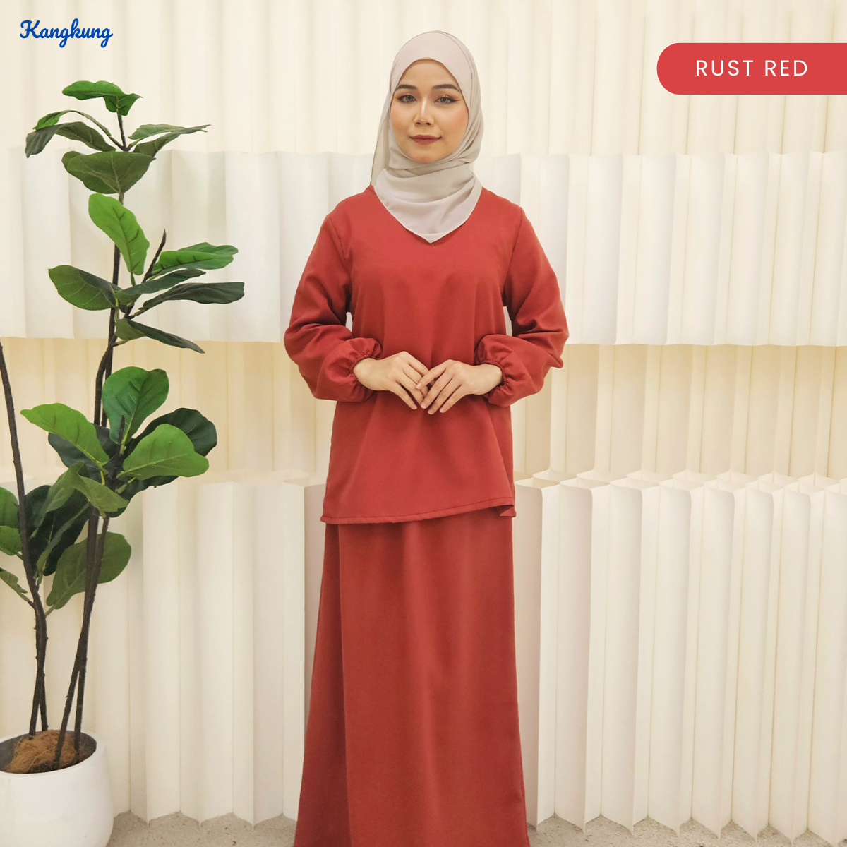 KANGKUNG IXORA SET MODEST DUA HELAI PLAIN – KK115