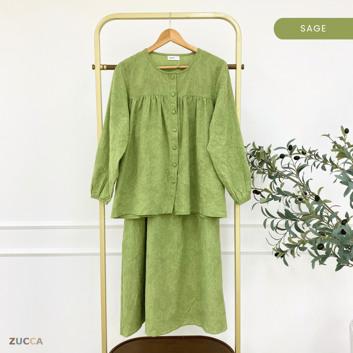 ZUCCA LENA SET BAJU BERBUTANG BERCORAK - DMSET004