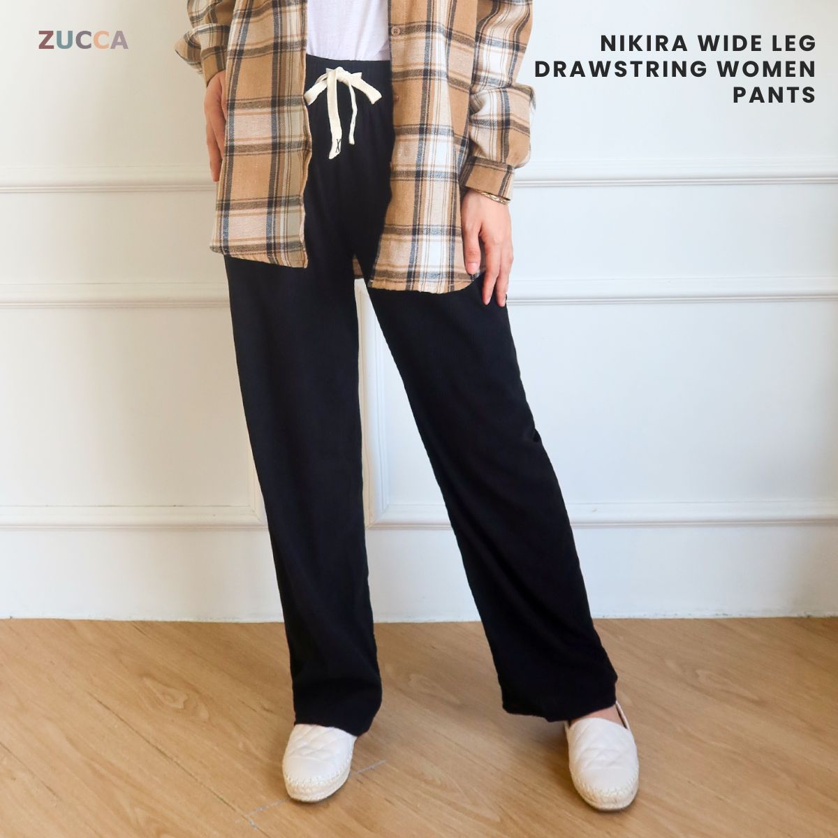 ZUCCA NIKIRA WIDE LEG DRAWSTRING WOMEN PANTS - SU004 PALAZZO