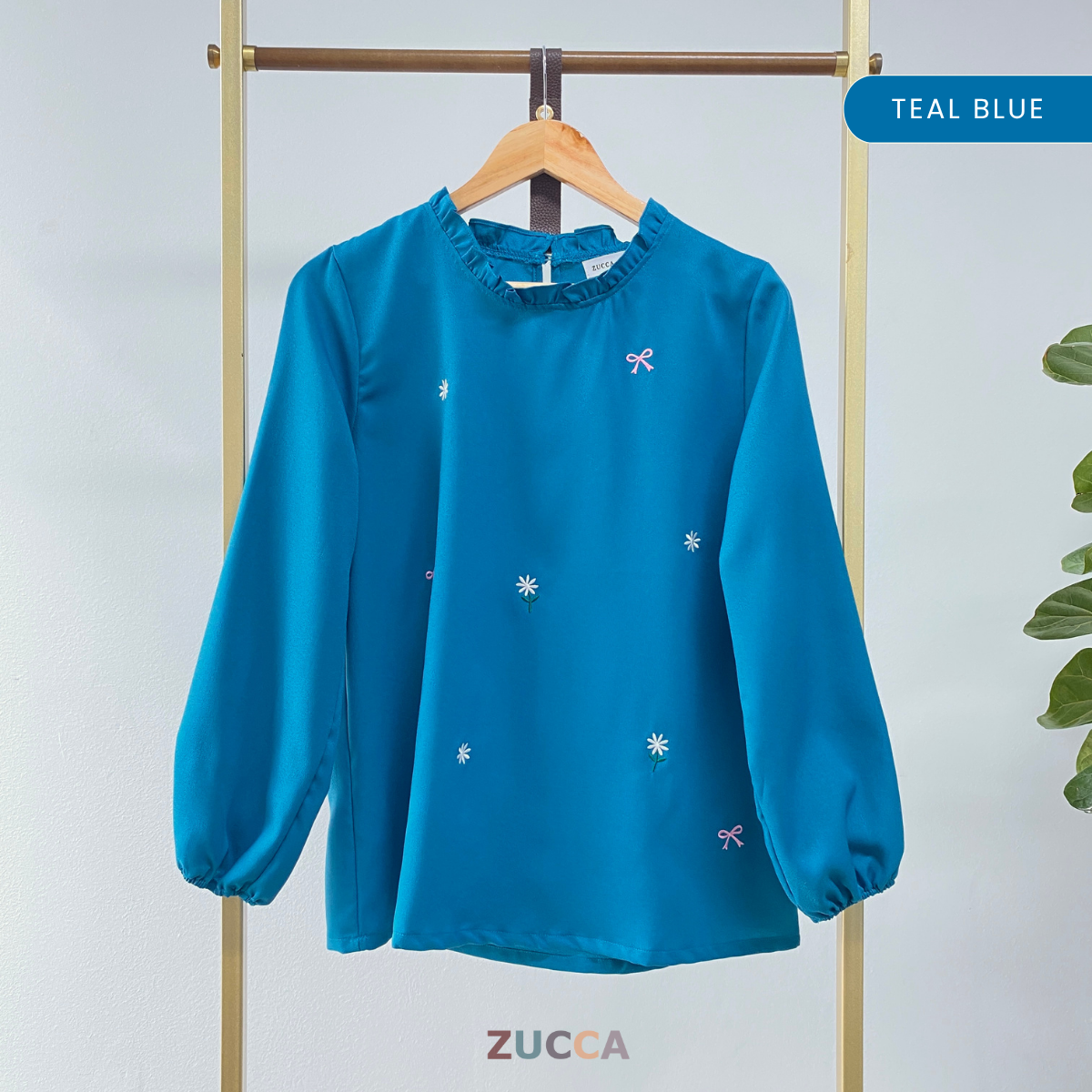 ZUCCA YUNIA SULAMAN BUNGA RUFFLED NECK BLOUSE WANITA - MA069